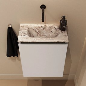 Mondiaz Ture DLux toiletmeubel 40cm linen met wastafel glace midden zonder kraangat