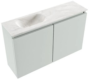 Mondiaz Ture DLux toiletmeubel 80cm greey met wastafel ostra links met kraangat