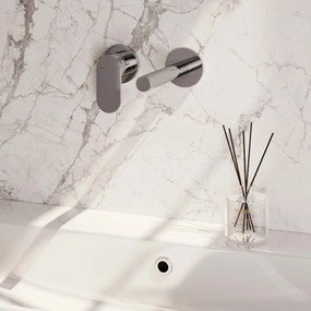 Brauer Chrome Edition ColdStart wastafelkraan inbouw rechte uitloop en rozetten model C2 chroom