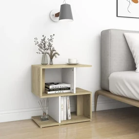 vidaXL Nachtkastjes 2 st 50x30x51,5 cm spaanplaat wit en sonoma eiken