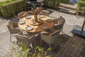 4 Seasons Outdoor Eros tuinset latte met Prado tafel teak blad Ø 160 cm * Sale *  Tuinset    beige weerbestendig