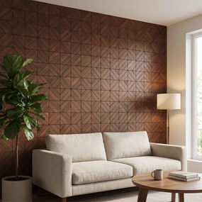 Decoratief Houten Wandpaneel | Clover   Smoked Brown | 60×60 cm | Amerikaans Notenhout