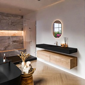 Zaro Alan badmeubel 170cm washed oak 2 lades met vrijhangende wastafel cloud midden 1 kraangat urban