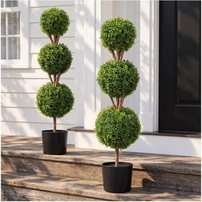 VEVOR Buxusbol Kunstmatig 122 cm hoog Tuindecoratie Buxus in Bloempot. Kunstmatig Buxusbol. Kunstplant gemaakt van PE, Hout, PP. Inclusief 2 decoratieve LED-lampjes en 10 reservebladeren.