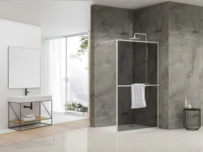 van Rijn ST04 inloopdouche met handdoekhouder wit rookglas 120x200cm