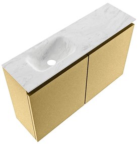 Mondiaz Ture DLux toiletmeubel 80cm oro met wastafel opalo links met kraangat