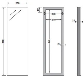 Sanituba Alu spiegel 25x80 Aluminium Geborsteld