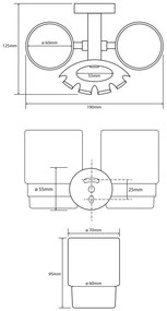 Sapho X-Round dubbele glashouder met tandenborstelhouder chroom