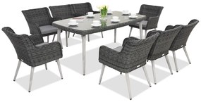 Exclusieve dining tuinset van kunststof rotan Córdoba antraciet voor 8 personen Garden Point