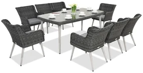 Exclusieve dining tuinset van kunststof rotan Córdoba antraciet voor 8 personen Garden Point