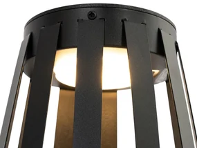 Buiten tafellamp zwart incl. LED 3-staps dimbaar solar en oplaadbaar - Penny Modern IP44 Buitenverlichting rond