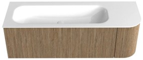 Mondiaz Kurve 135cm badmeubel ronding rechts dusk met 1 lade en deur en wastafel big medium links zonder kraangat