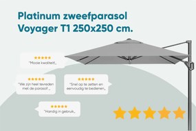 Platinum Voyager zweefparasol T1 2.5x2.5 m. - Light Grey met voet en hoes