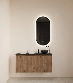 Gliss Design Echo toiletmeubel 100cm wellington oak met toppaneel zwart mat