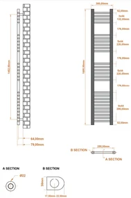 Eastbrook Wingrave handdoekradiator 30x160cm zwart mat 542W