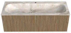 Mondiaz Kurve-dlux 120cm badmeubel dusk met 1 lade en wastafel big large midden 1 kraangat frappe