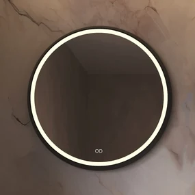 Hipp Design Phantom ronde spiegel met verlichting en verwarming 80cm zwart