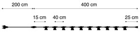 Lichtsnoer zwart koppelbaar met stekker 6m 10-lichts IP54- Lubber