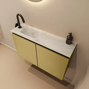 Mondiaz Ture DLux toiletmeubel 80cm oro met wastafel opalo links met kraangat