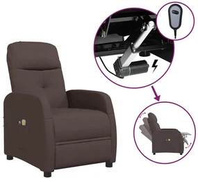 vidaXL Massagestoel verstelbaar elektrisch stof donkerbruin
