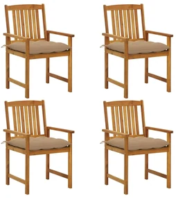 vidaXL Tuinstoelen 4 st met kussens massief acaciahout