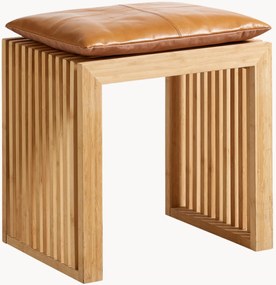 Bamboe kruk Rib van bamboehout met leren kussen