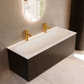 Mondiaz Kurve 120cm badmeubel shadow met 1 lade en wastafel big large midden 2 kraangaten