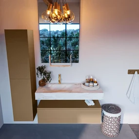 Mondiaz Alan DLux badmeubel 110cm oro 1 lade met wastafel frappe links 1 kraangat