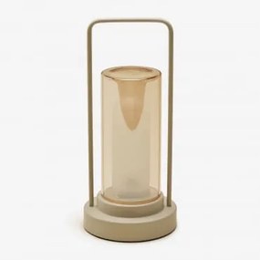 Draadloze Led-tafellamp Voor Buiten Van Ijzer En Glas Sorlix Tapioca Beige - Sklum