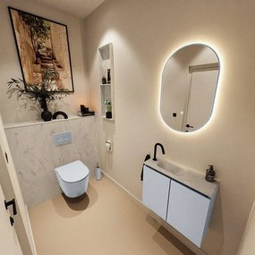 MONDIAZ TURE-DLUX 60cm toiletmeubel Clay. EDEN wastafel Opalo positie links. Met 1 kraangat. TUREDX60CLAL1OPA