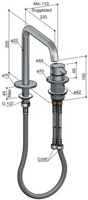 Hotbath ACE 2-gats wastafelkraan koper geborsteld PVD