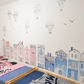 INSPIO Muurstickers - Roze huizen