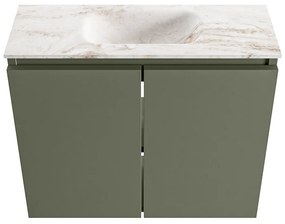 Mondiaz Ture DLux toiletmeubel 60cm army met wastafel frappe midden zonder kraangat