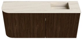 Mondiaz Joya DLux 90cm toiletmeubel ronding links walnut met wastafel faye rechts 1 kraangat meli