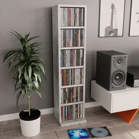 vidaXL Cd-kast 21x20x88 cm bewerkt hout betongrijs