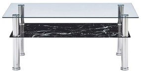 vidaXL Salontafel met marmer-look 100x60x42 cm gehard glas zwart