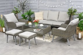 Garden Point tuinmeubelen Bilbao Coffee 5 + 2 poefs grijs