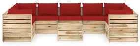 vidaXL 10-delige Loungeset met kussens groen geïmpregneerd hout