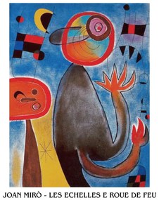 Kunstdruk Ladders Cross the Blue Sky in a Wheel of Fire, Joan Miró
