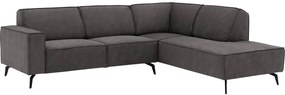 Goossens Hoekbank Hercules donkergrijs, microvezel, 2,5-zits, modern design met ligelement rechts