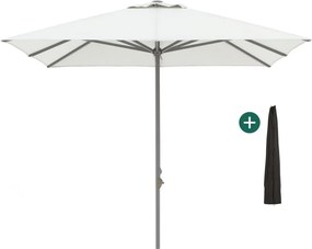 Parasol Shadowline Cuba | Inclusief hoes | Vierkant | 300x300cm | Met katrol | Grijs/Antraciet | Kees Smit Tuinmeubelen