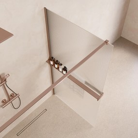 Saniclear Metric inloopdouche 80cm met handdoekhouder en ribbelglas geborsteld koper