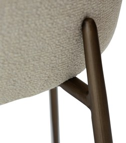 Dan-Form Glam Luxe Eetkamerstoel Boucle Wit En Antique Brass