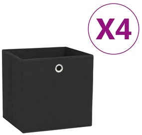 vidaXL Opbergboxen 4 st 28x28x28 cm nonwoven stof zwart
