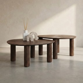 Salontafel Set Bruin Teakhout 2-delig - 75 X 61cm.