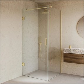 Saniclear Modern Brass douchecabine 80x90 met 90cm deur geborsteld messing