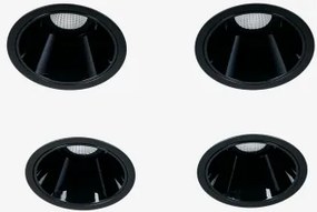 Pack Van 4 Inbouw Led-downlights Met Aluminium Ringen Ø3 Cm En Geleidelijke Aan- En Uitschakeling Luisiana Zwart & 3 W & 23º & Neutraal Wit 3500k -