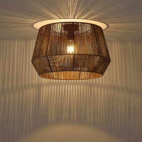 Plafondlamp zwart met bruine papieren kap 50/50/30 - Cyl