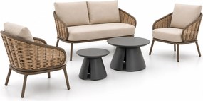 Stoel en Bank Loungeset 4 personen Aluminium Taupe Apple Bee Pine