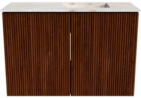 Mondiaz Joya DLux 60cm toiletmeubel ruby met wastafel faye rechts zonder kraangat frappe